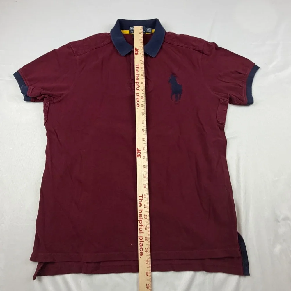 Polo Ralph Lauren Polo Shirt Mens L Burgundy Big Pony Custom Fit Short Sleeve